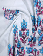 White And Cloud Blue Printed Cotton Sareecotton Saree-C569 By Gayathri Reddy Designer Studio | Grocsy