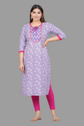 House of RP Women's Lilac Rayon Floral Print Kurta | Grocsy