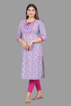 House of RP Women's Lilac Rayon Floral Print Kurta | Grocsy