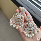 Tehzeeb Creations Gold-Polished Traditional Chandbali Drop Kundan & Pearl Earring For Women | Grocsy