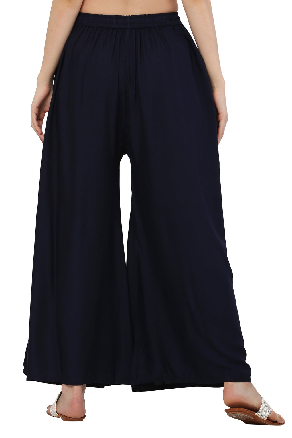 PAVONINE Navy Blue Color Rayon Fabric Jumbo Sharara For Women | Grocsy