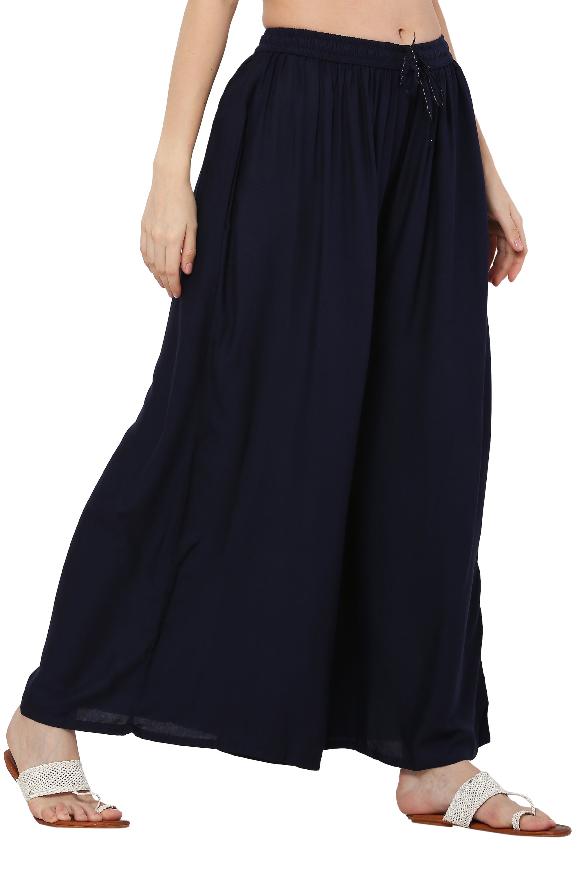 PAVONINE Navy Blue Color Rayon Fabric Jumbo Sharara For Women | Grocsy