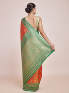 Monjolika Fashion Glamour And Tradition With This Zari Woven Banarasi Tissue Silk Orange Saree | Grocsy