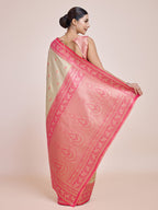 Monjolika Fashion Glamour And Tradition With This Zari Woven Banarasi Tissue Silk Cream Saree | Grocsy