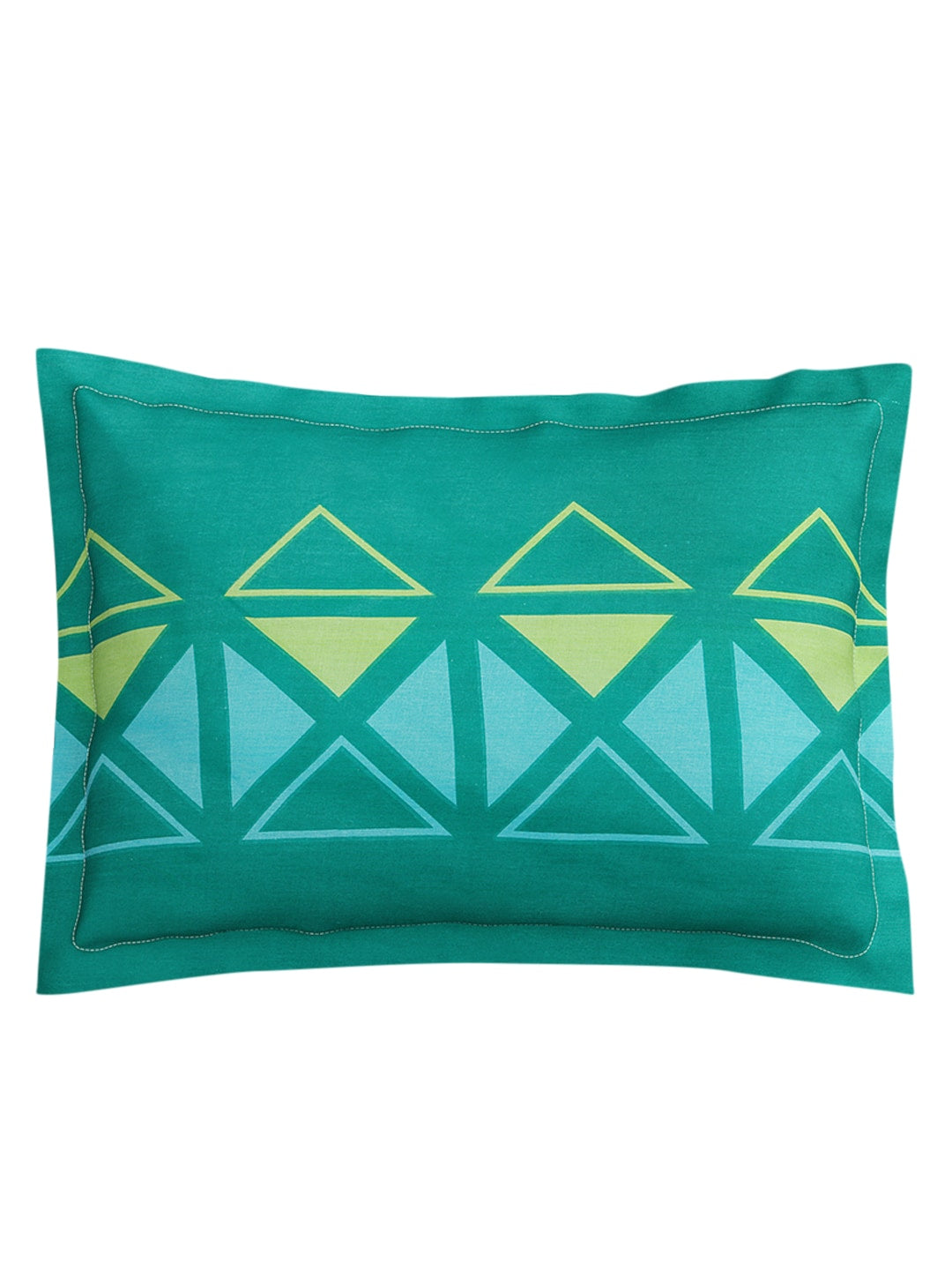 SEJ by Nisha Gupta Off-White Geometric Flat 144 TC 1 Double Bedsheet 2 Pillow Covers | Grocsy
