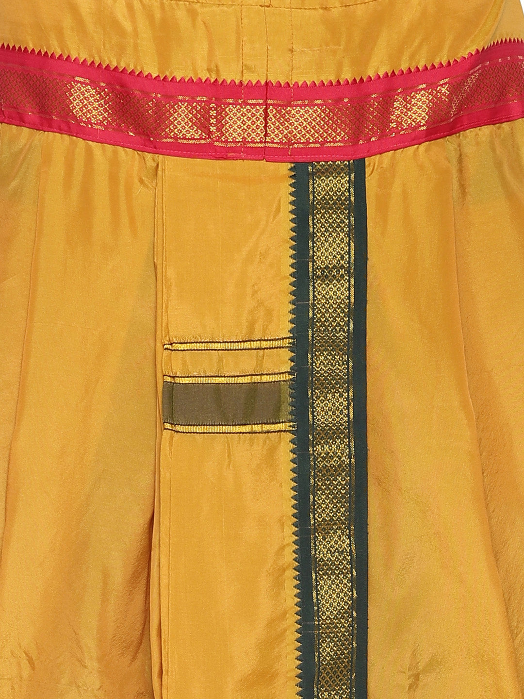 Sethukrishna Men Mustard Yellow Solid Readymade Dhoti Pant | Grocsy
