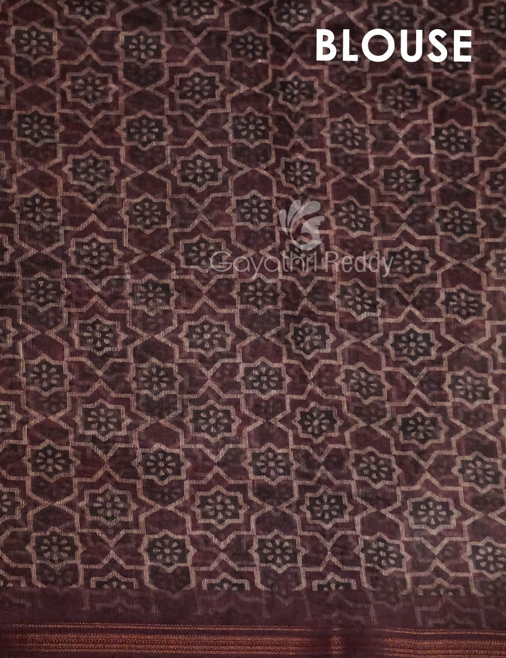 Red Onion Colour Ajrakh Design Semi Chanderi Saree By Gayathri Reddy Designer Studio | Grocsy