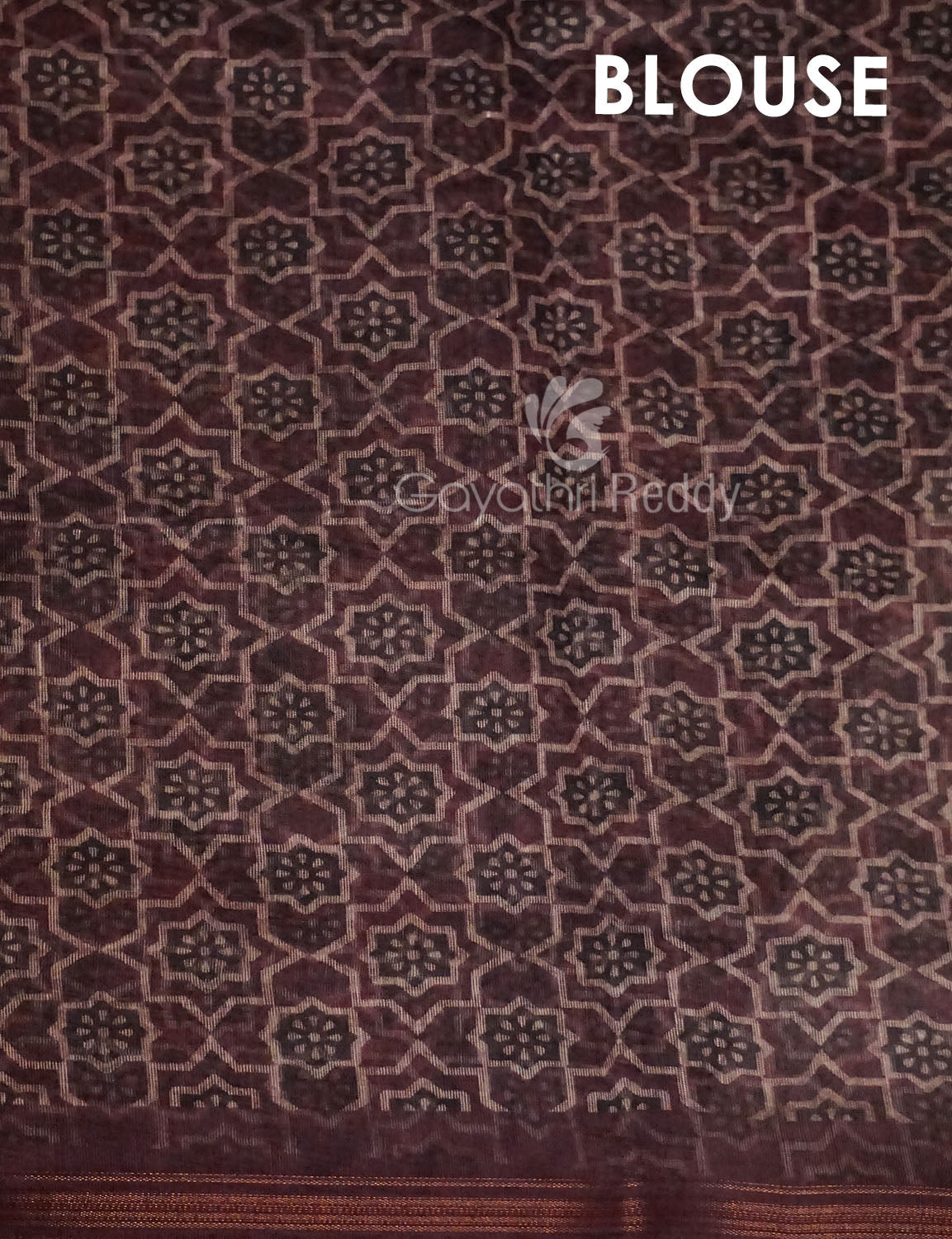 Red Onion Colour Ajrakh Design Semi Chanderi Saree By Gayathri Reddy Designer Studio | Grocsy