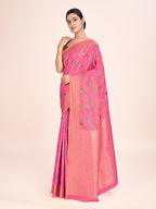 Monjolika Fashion Exquisite Designs With This Regal Light Pink Rich Look Banarasi Tissue Silk Saree | Grocsy