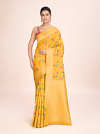 Monjolika Fashion Exquisite Designs With This Regal Yellow Rich Look Banarasi Tissue Silk Saree | Grocsy