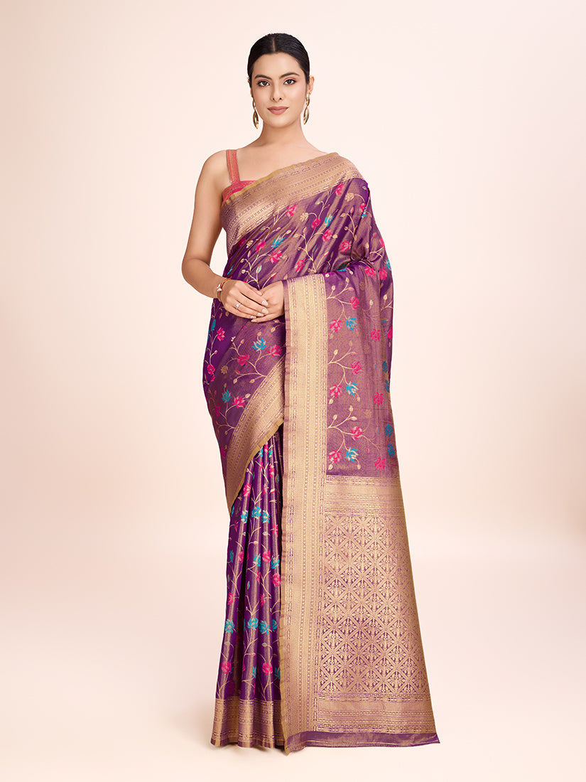 Monjolika Fashion Exquisite Designs With This Regal Light Brown Rich Look Banarasi Tissue Silk Saree | Grocsy