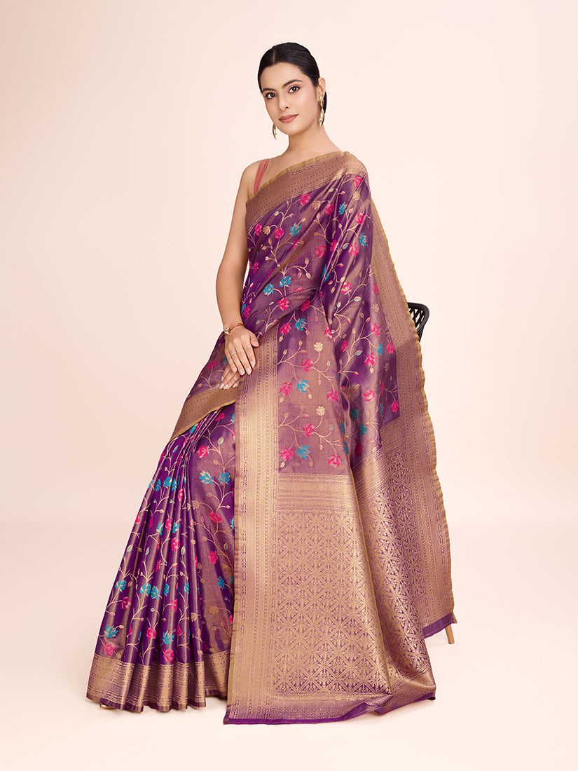 Monjolika Fashion Exquisite Designs With This Regal Light Brown Rich Look Banarasi Tissue Silk Saree | Grocsy
