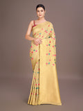 Monjolika Fashion Exquisite Designs With This Regal Cream Rich Look Banarasi Tissue Silk Saree | Grocsy