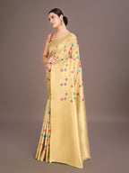 Monjolika Fashion Exquisite Designs With This Regal Cream Rich Look Banarasi Tissue Silk Saree | Grocsy