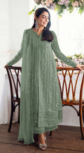 Anaita Teal Green Faux Georgette Suit With Embroidery Sequence & Khatli Work | Grocsy