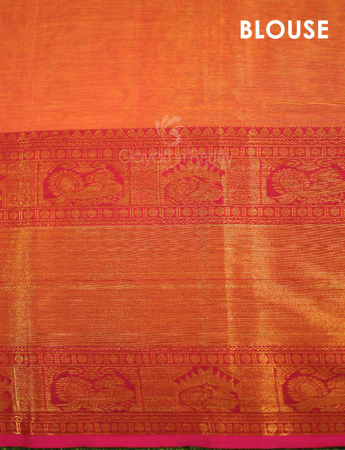 Kalanetha Orange With Zari Kanchi Style Pure Narayanpet Cotton Saree By Gayathri Reddy Designer Studio | Grocsy