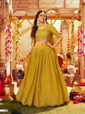 Anaita Yellow Georgette Lehenga Choli With Sequence & Thread Work | Grocsy