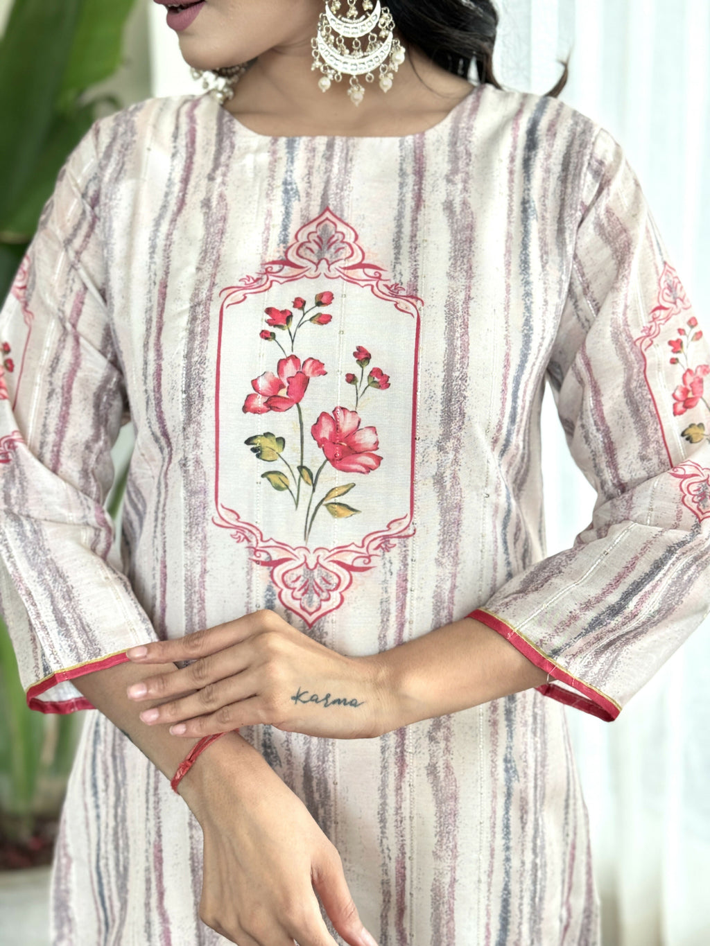 White Multi Viscose Chanderi Stitched Suit With Dupatta - Tanisha | Grocsy