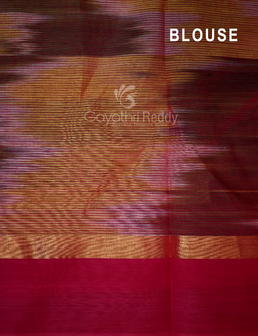 Dual Shades of Parrot Green And Mango Green Mangalagiri Ikkat Cotton Saree By Gayathri Reddy Designer Studio | Grocsy
