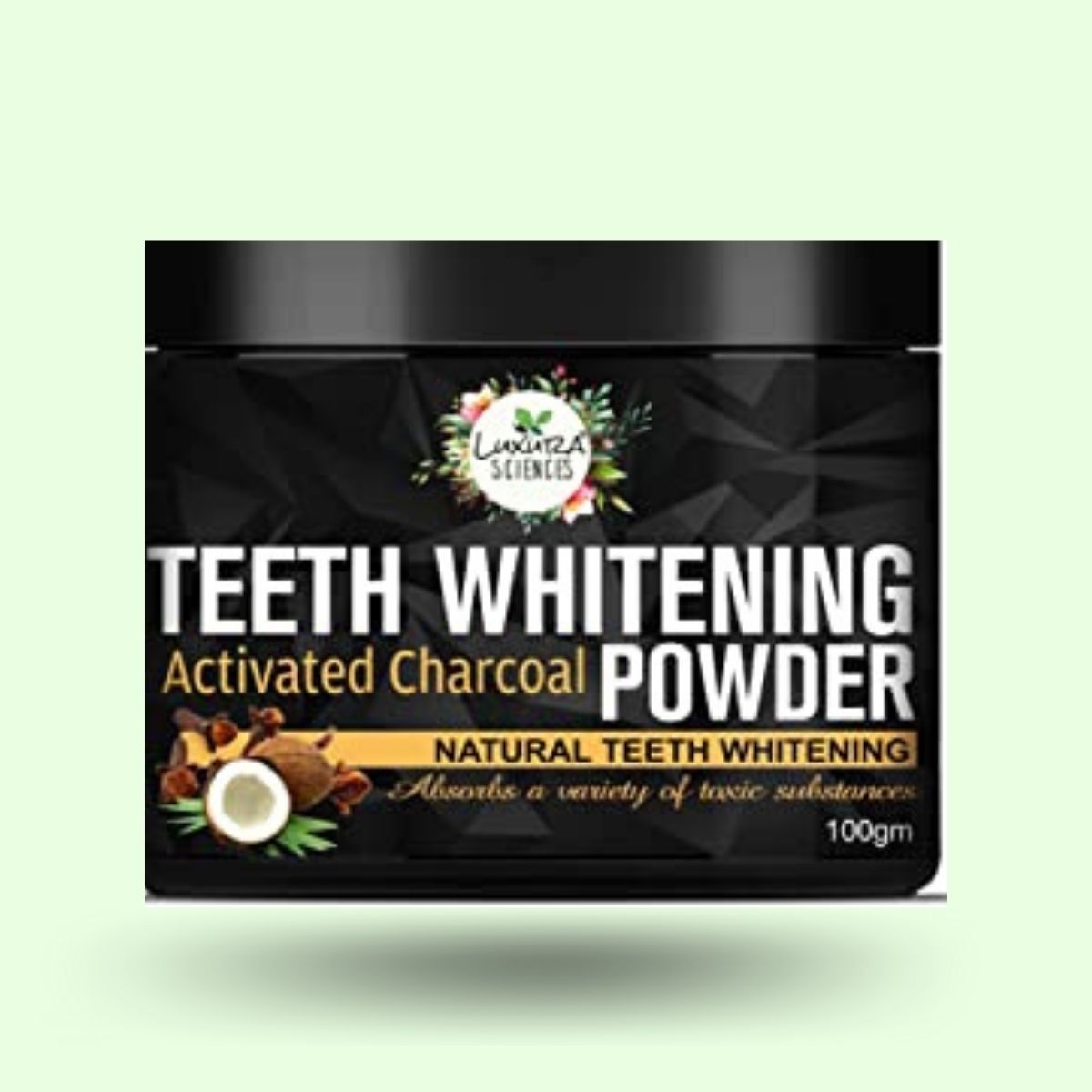 Luxura Sciences Carbon White Activated Charcoal Powder Teeth Whitening Powder with Clove, Mint Extracts | Grocsy