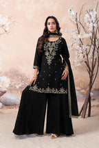 Anaita Black Vichitra Silk Readymade Suit with Coding Work | Grocsy