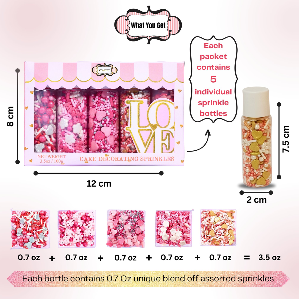 Confect Valentine Sprinkles | 11 Edible Decoration for Baking & Dessert | Grocsy