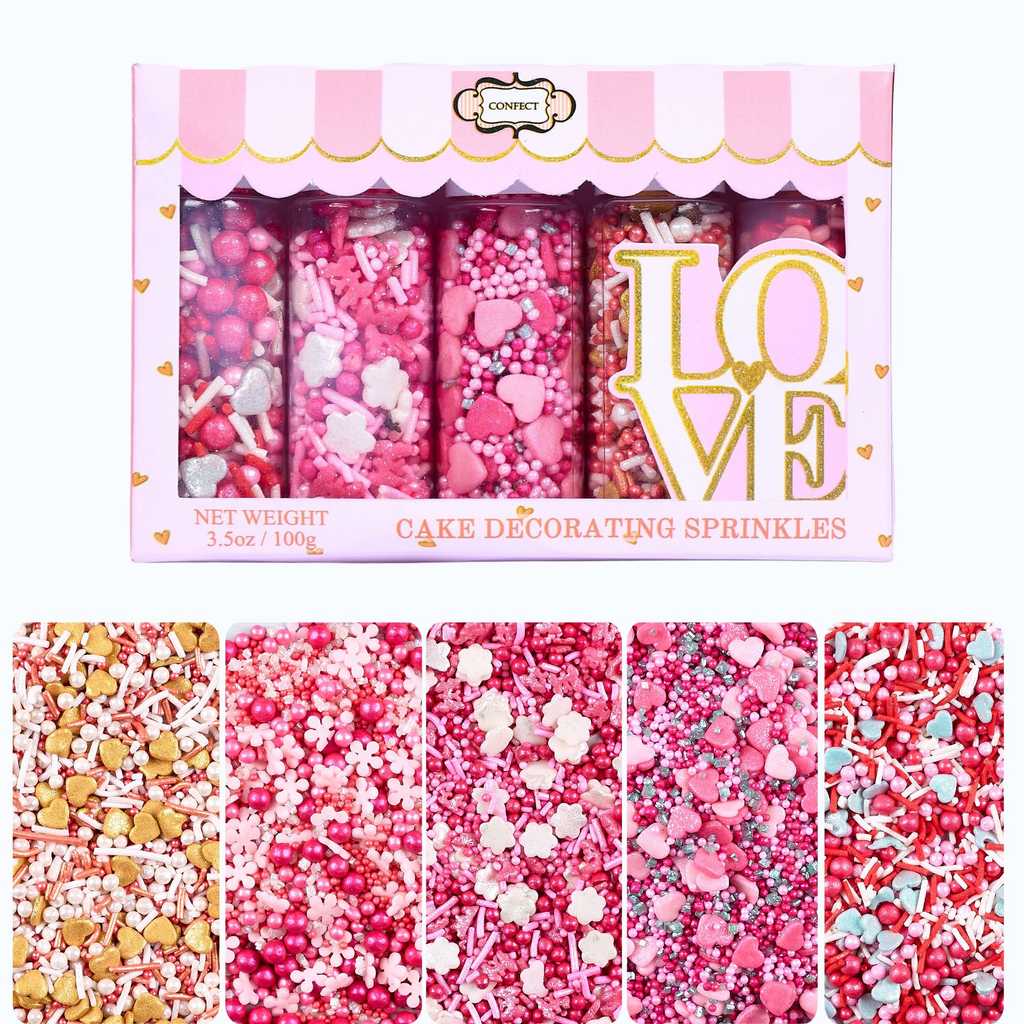 Confect Valentine Sprinkles | 11 Edible Decoration for Baking & Dessert | Grocsy