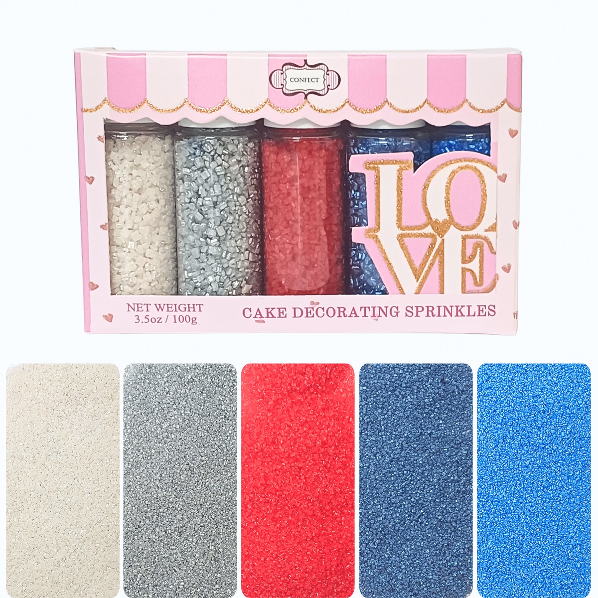 Confect Mix Red, White, Blue & Silver Patriotic Sprinkles | Grocsy