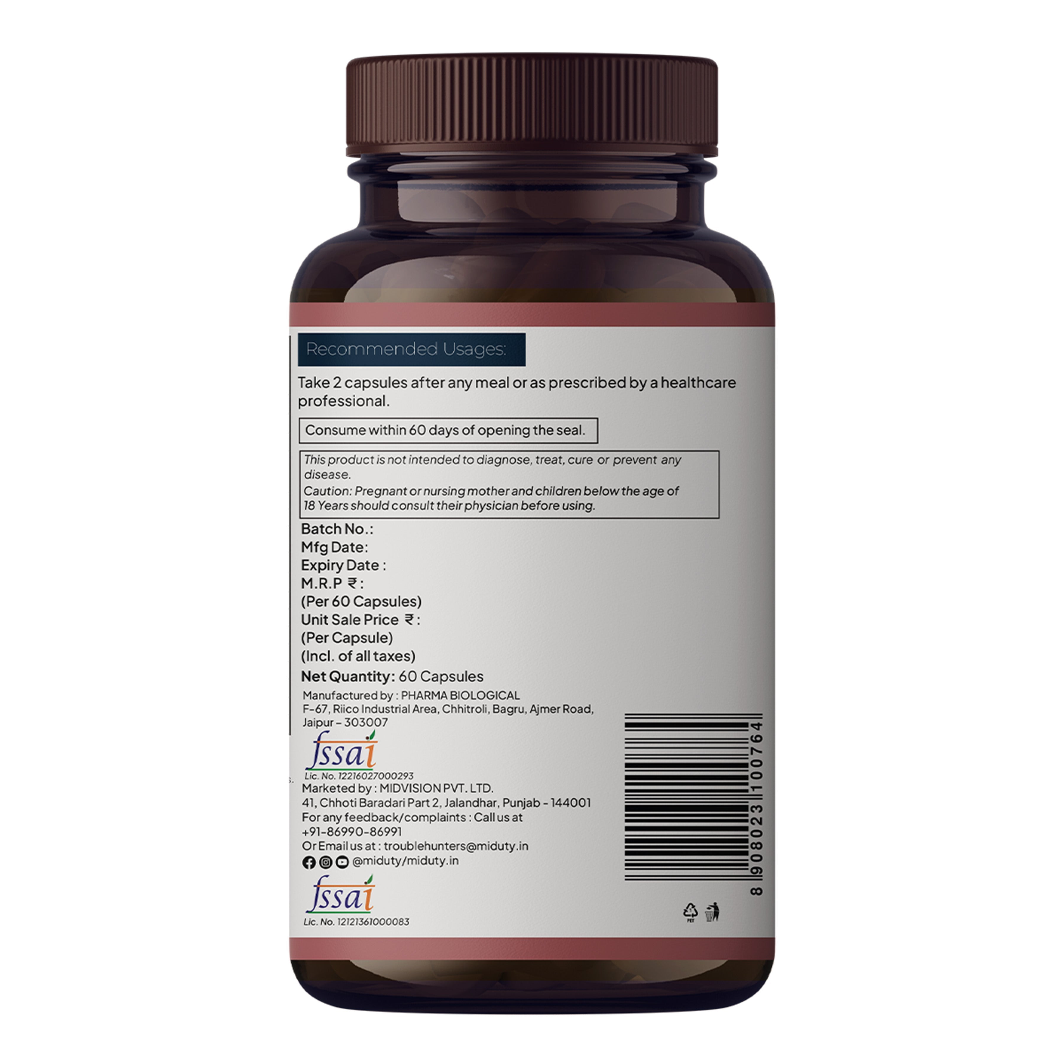 Miduty by Palak Notes Lung Detox Cleanse Supplement Capsules | Grocsy