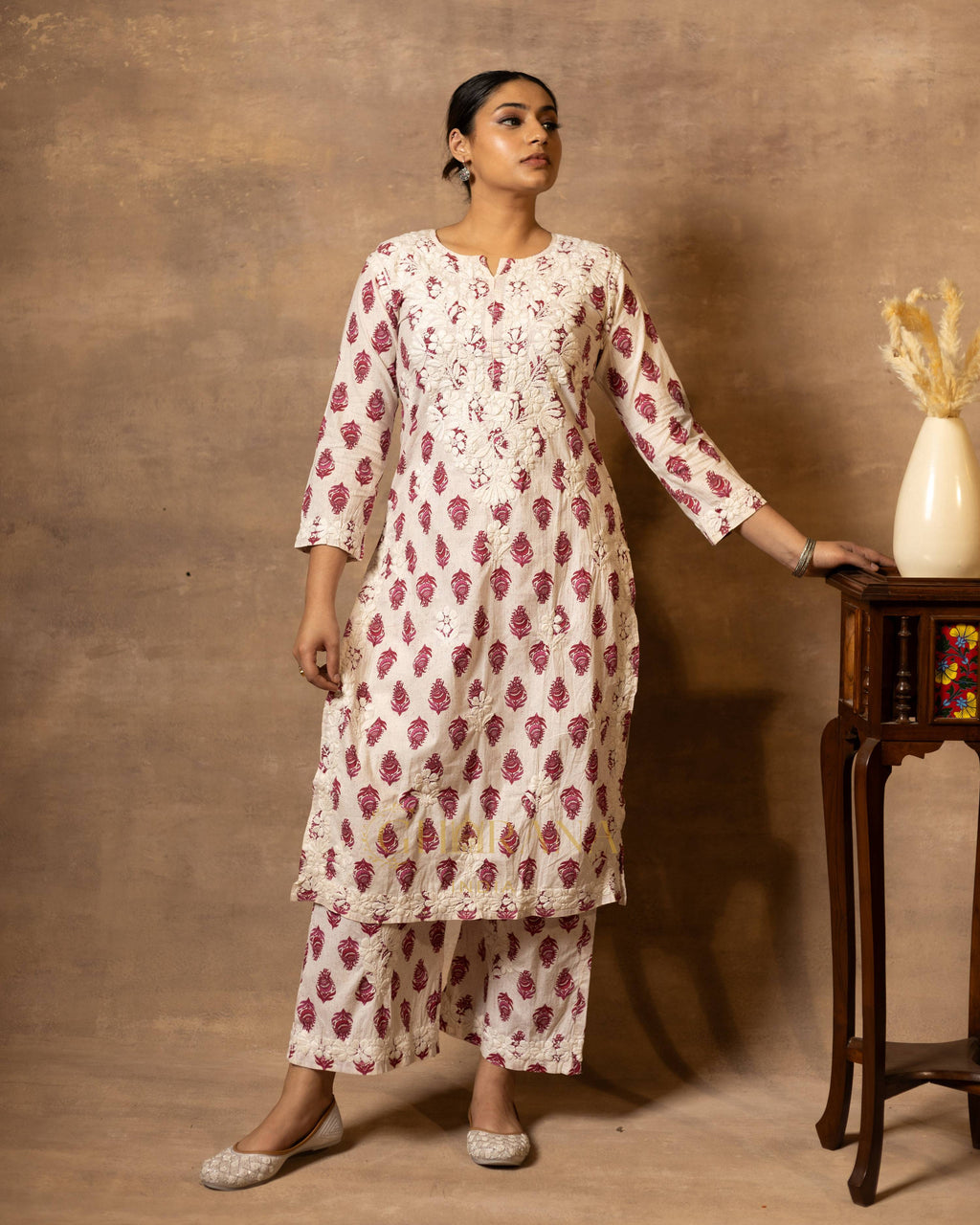 Gharana India Cotton Coord Floral Printed Kurta With Palazzo Set | Grocsy
