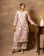 Gharana India Cotton Coord Floral Printed Kurta With Palazzo Set | Grocsy