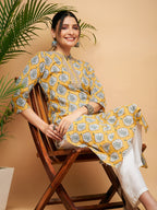 InWeave Women's Sunset Boota Print Gota Straight Kurta Pant Set | Grocsy