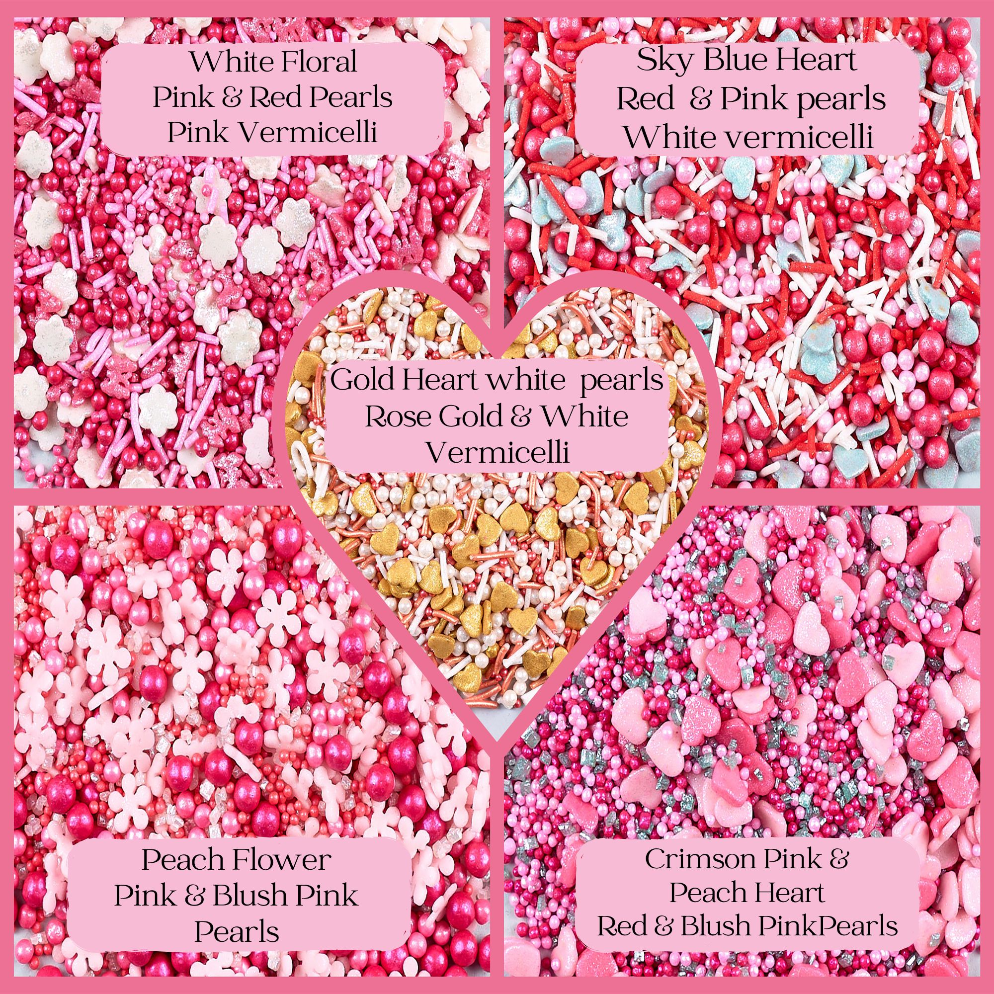 Confect Valentine Sprinkles | 11 Edible Decoration for Baking & Dessert | Grocsy