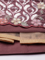 House of Panchhi Rose Gold Chinon Sequins Embroidery Lehenga Choli & Dupatta | Grocsy