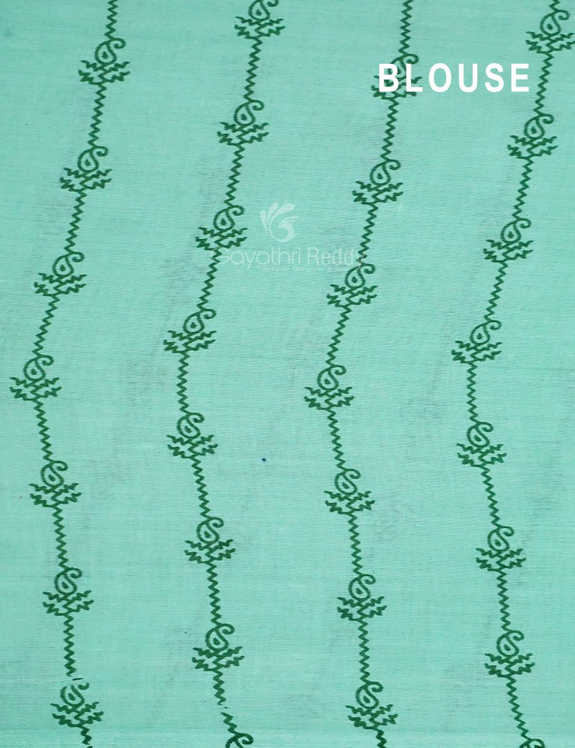 Lime Greencolour Block Print Pure Mulmul Cotton Saree By Gayathri Reddy Designer Studio | Grocsy