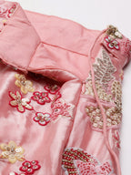 House of Panchhi Pink Organza Sequins And Zarkan Embroidery Lehenga Choli & Dupatta | Grocsy