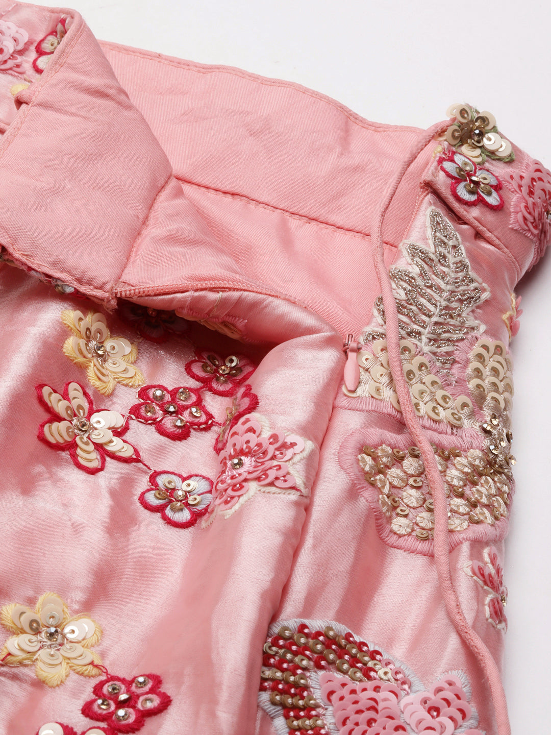 House of Panchhi Pink Organza Sequins And Zarkan Embroidery Lehenga Choli & Dupatta | Grocsy
