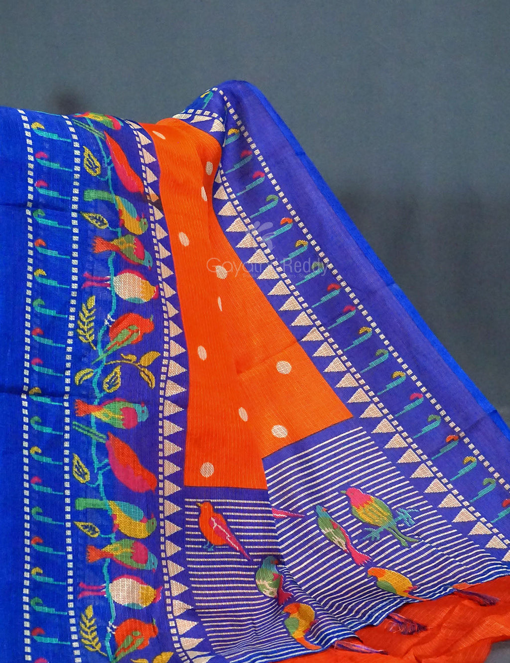 Dark Orange Colour With All Over Buttes Semi Silk Kota Saree By Gayathri Reddy Designer Studio | Grocsy