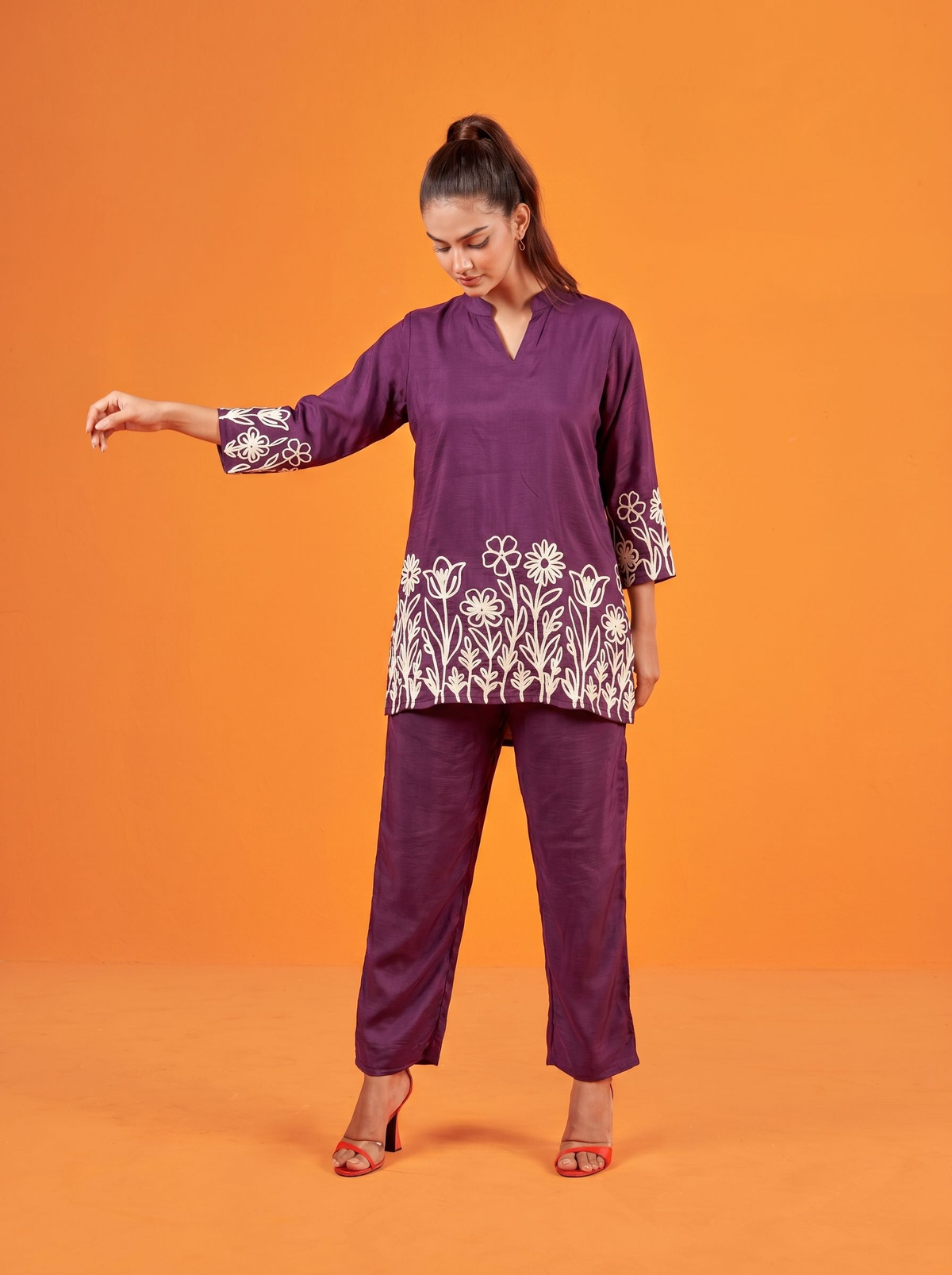 Anaita Wine Stylish Readymade Co-Ords Set | Grocsy
