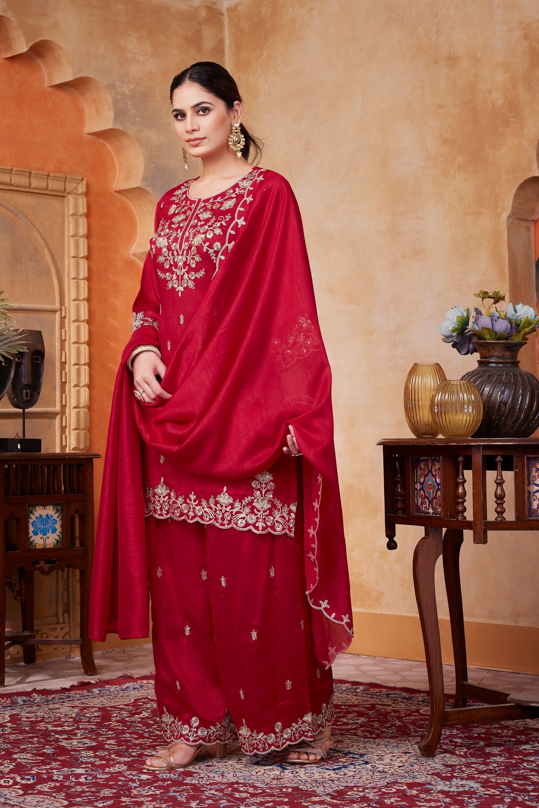 Anaita Pink Readymade Suit with Embroidery Work | Grocsy