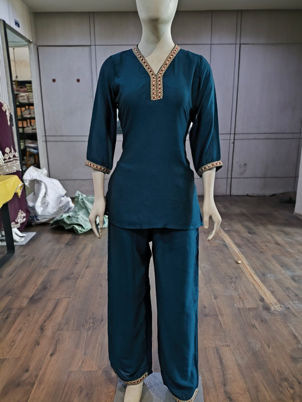 Anaita Teal Stylish Readymade Co-Ords Set | Grocsy