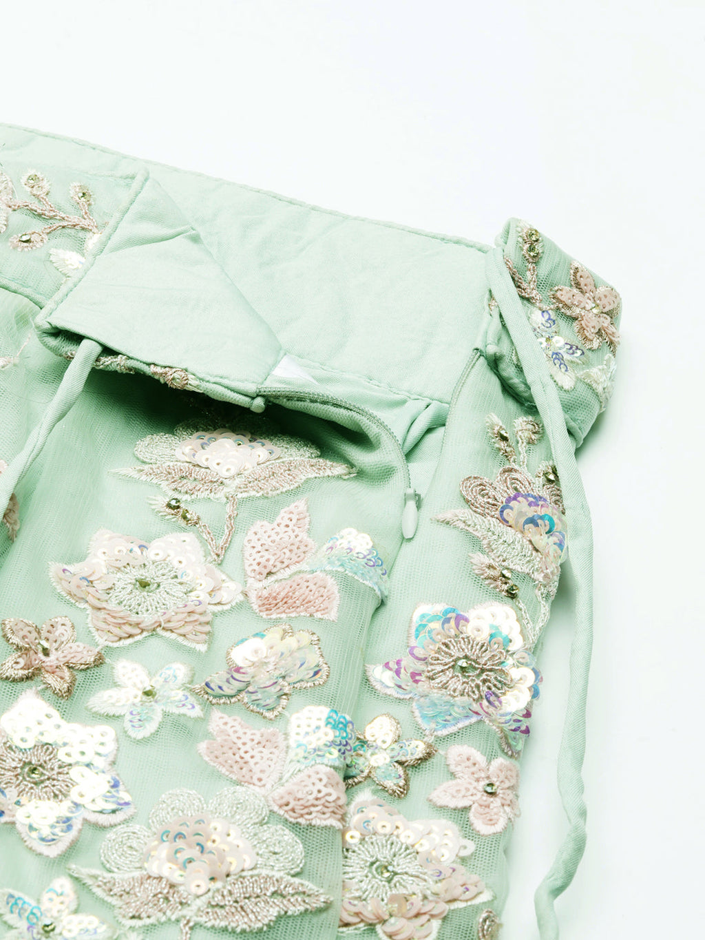 House of Panchhi Lime Green Net Sequins with heavy Zarkan embroidery Lehenga choli & Dupatta | Grocsy