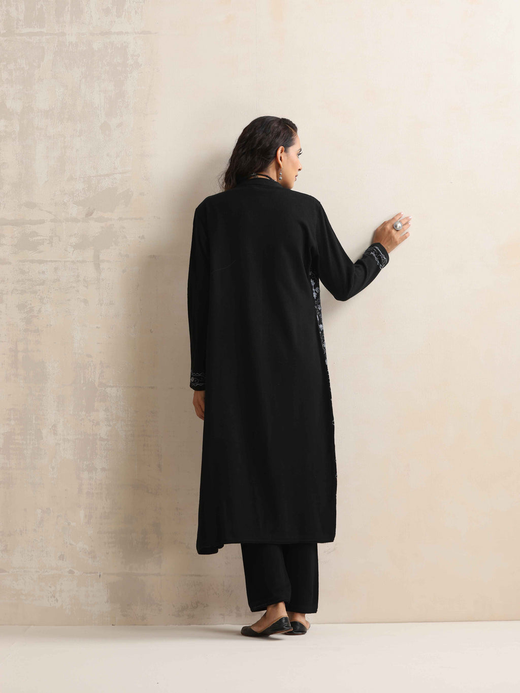trueBrowns Black Kashmiri Woollen Jacket 3pc Set | Grocsy