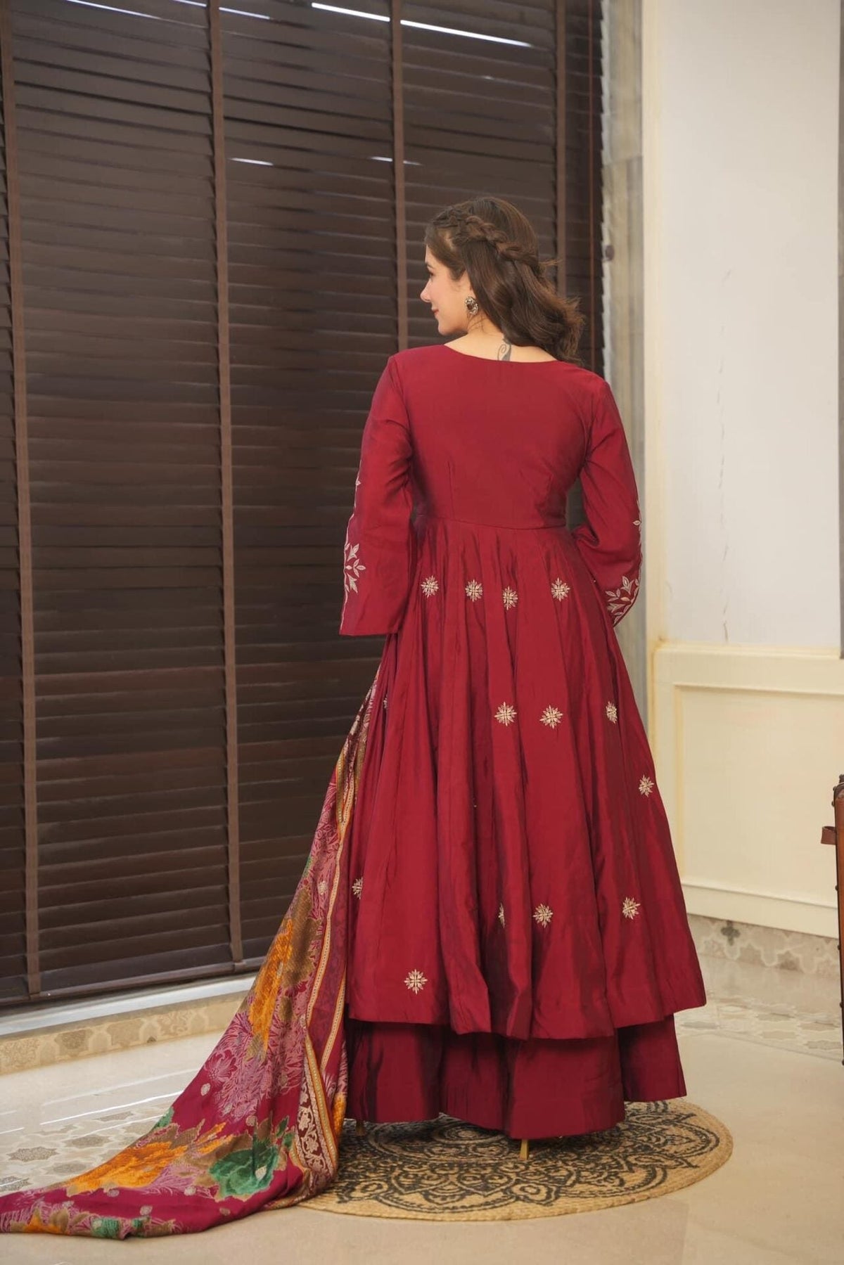 Yash Enterprise Maroon Maslin Cotton Party Wear Suit Set | Grocsy