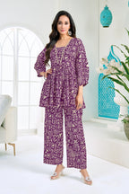 Anaita Purple Stylish Readymade Co-Ords Set | Grocsy