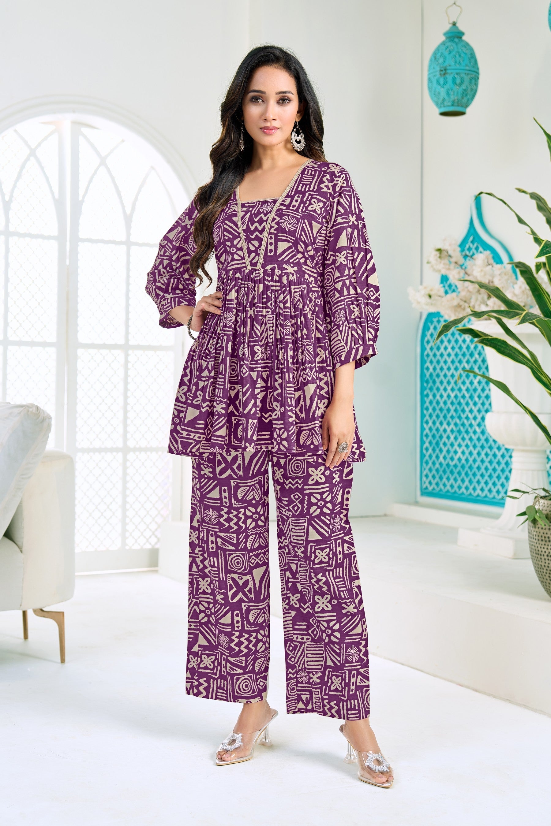 Anaita Purple Stylish Readymade Co-Ords Set | Grocsy