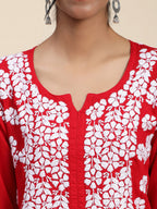 HOUSE OF KARI Women Embroidered Chikankari Cotton Kurta | Grocsy