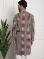 Sojanya Geometric Embroidered Mandarin Collar Kurta | Grocsy