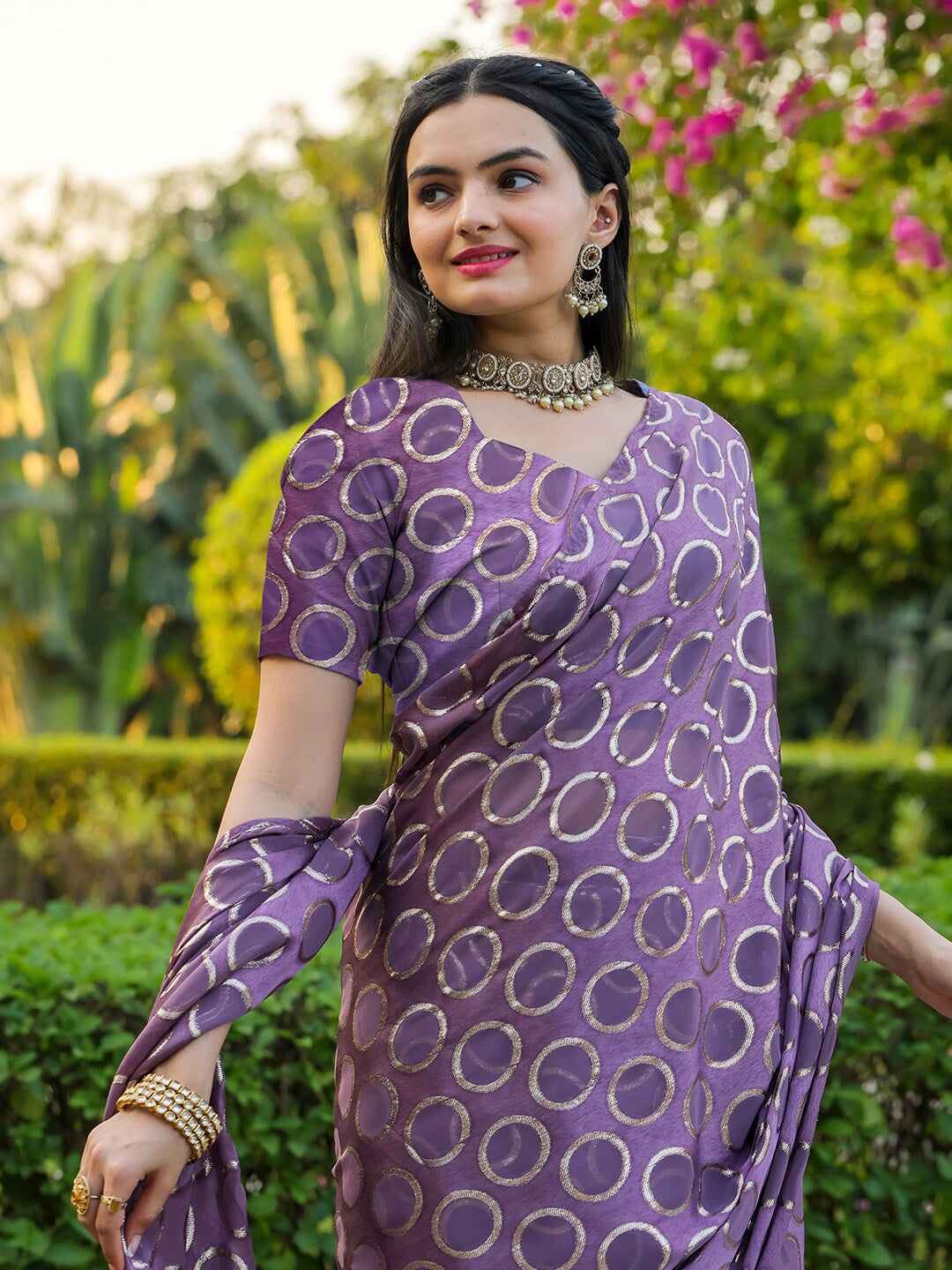 Tikhi Imli Geometric Woven Design Ready to Wear Saree | Grocsy