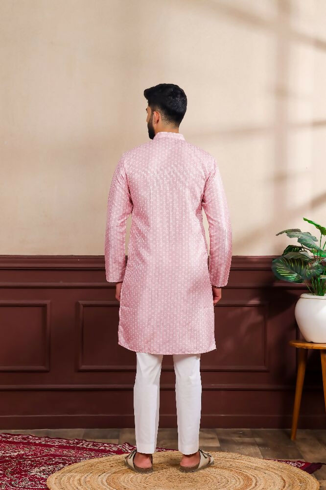 Pink Art Silk Digital Printed, Embroidery Work Kurta Set - Mahotsav | Grocsy